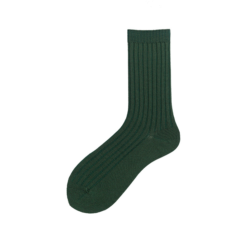 Glad Xvan Knitted Simple Solid Color Stockings Long-barreled Home Retro Striped Sports Socks